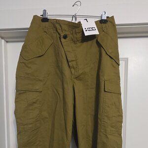 KBB by Kahlana Women's Mid Rise Straight Leg "The Cargo Jogger" Tan Large